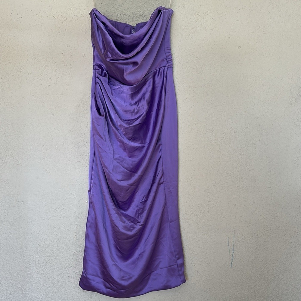House of CB SANTANA VIOLET SATIN STRAPLESS CORSET MIDI DRESS NWOT size M - Picture 5 of 13